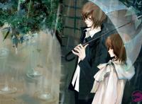 男人给老婆打伞的图片