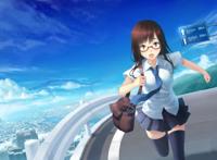 带眼镜长发美女漫画图片