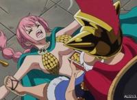 蕾贝卡和汉库克邪恶图 蕾贝卡被路飞 