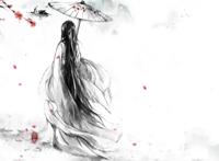 古代美女打伞背影图片