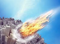 陨石坠落到城市素材图片