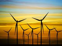 傍晚风车群图片