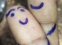 两根手指笑脸图片