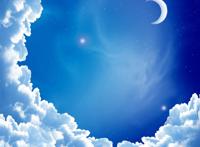 动漫天空蓝色月亮图片