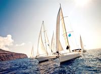 海中的帆船爱好者集体出游图片