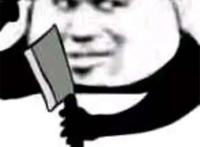 麻烦您再说一遍（手里拿着菜刀）