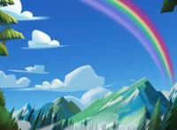 蓝天彩虹高山白云动漫景色图片