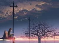 乡村傍晚等车的孤单女孩唯美图片