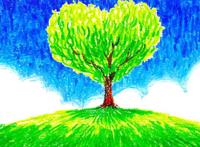 心形树木油画图片