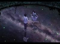 情侣夜晚在稻田约会唯美夜景图片