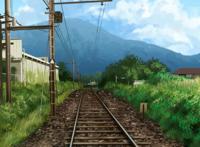 经过山村的铁轨唯美图片