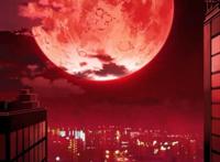 血红的月亮笼罩着城市