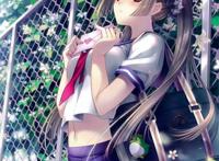 二次元少女看书的图片