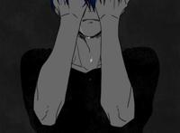 绝望,或哭泣的动漫男头像.,