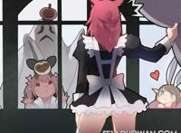 手绘作品:猫女与百合 