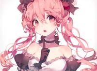 粉红色双马尾二次元 粉色双马尾少女