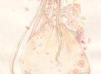 漫画水彩 花与少女