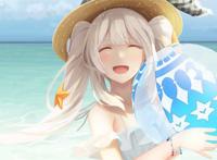 动漫壁纸:沙滩初音小仙女