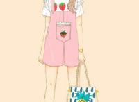 女生日常穿搭手绘.