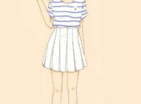 女生日常穿搭手绘.