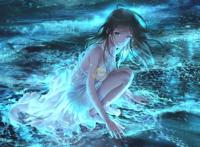 《wallpaper engine》荧光海滩上的女孩壁纸