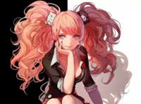 弹丸论破,江之岛盾子,撑脸,黑白背景