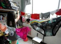 女租客退房遗留的衣物,满满一床的女性内衣裤 女租客退房遗留的衣物,满满一床的女性内衣裤