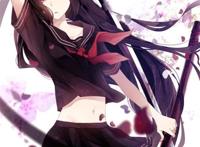 a区持刀的动漫美少女