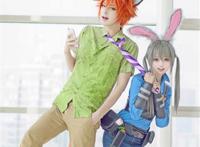  狐尼克拟人橘色反翘cosplay假发