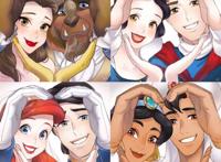 日本画师ano作品《迪士尼公主与王子的爱心》,(拼图)