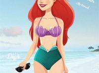 网路画家画出《迪士尼公主泳装》充满了夏日风情