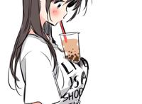 爱酱放开手喝奶茶