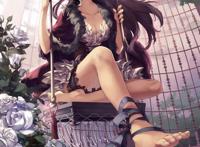 秋干 少女 脚 白玫瑰 鸟笼