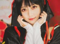 《机巧少女不会受伤》夜夜cosplay,黑色和服装扮的小姐姐可爱迷人