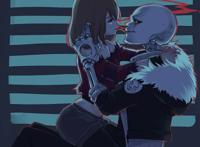 tags: anime, ain0000, undertale, sans, frisk, collarbone, black