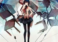 终物语·忍野扇·校服·短发·黑丝·少女·高清壁纸·