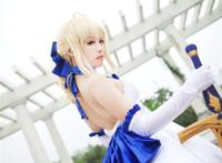 saber蓝百合cos 萌妹子大秀长腿美胸