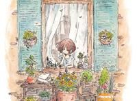 日本插画师mina kawai作品.