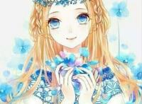 花 拟人 金发 蓝瞳 蓝花 美 唯美 梦幻