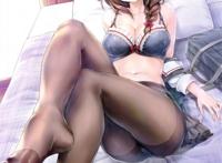 床 比基尼 动漫美少女 性感黑色裤 