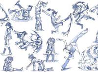 P站画师さきの新月(sakino shingetsu)的伪物语的动作姿势线稿图  P站画师さきの新月(sakino shingetsu)的伪物语的动作姿势线稿图