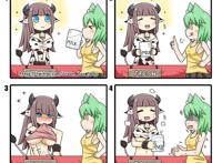 「モンガール4コマ173-新鲜な牛乳」/「greenteaneko」のイラスト