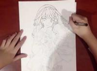 安达垣爱姬彩铅插画手绘