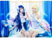 Cosplay福利/LoveLive白色情人节园田海未绚濑绘里裸足Cos图片