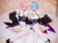 Cosplay福利/雷姆拉姆 萝莉 白丝女仆装Cosplay