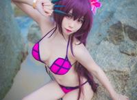 Cosplay福利/海边嬉戏Fate/Grand Order斯卡哈COSPLAY美图欣赏 cn:菌烨tako