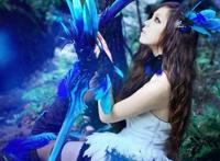 Cosplay福利/性感魅惑无限妖娆电力十足!剑灵暗蓝羽衣美女cos福利美图