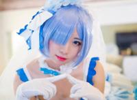 Cosplay福利/萌妹子蕾姆礼服婚纱白丝cosplay福利