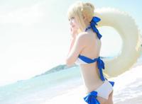 Cosplay福利/saber水着 原作:Fate 角色:阿尔托利亚·潘德拉贡 Cn:-猫大-