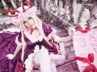 Cosplay福利/东方Project八云紫 萝莉巨乳白丝吊带过膝袜